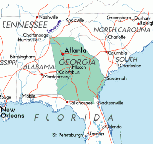 Map of Georgia, U.S.A.