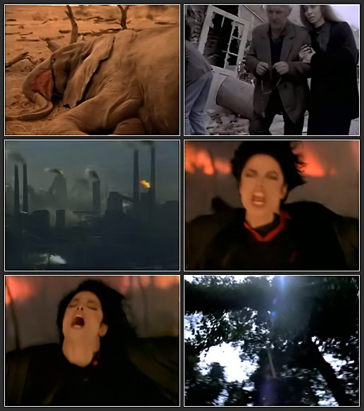 Scenes from the video - "Earth Song."