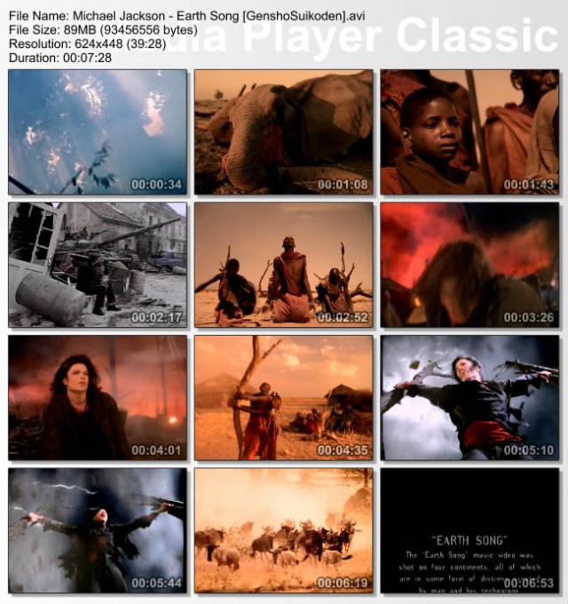 Scenes from the video - "Earth Song."
