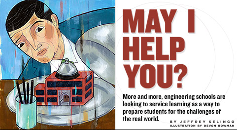 "May I help you?" is a polite way of requesting for permission to do something.