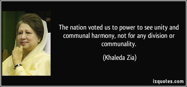 Khaleda Zia Quote on Communal Harmony