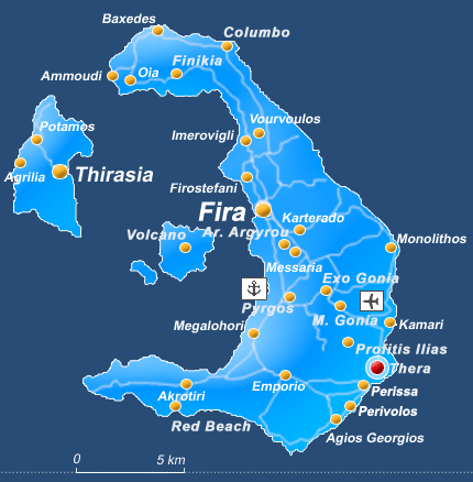 Map of Thera / Santorini