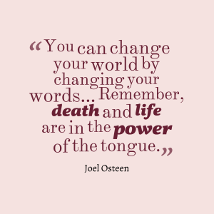 "You can change your world by changing your words......." - Joel Osteen