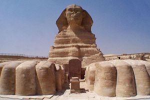 The front of The Great Sphinx of Giza, Egypt.